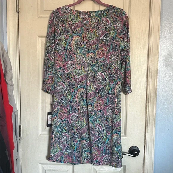 NWT Tommy Hilfiger pink paisley print 3/4 sleeve dress size 10 - Picture 2 of 5